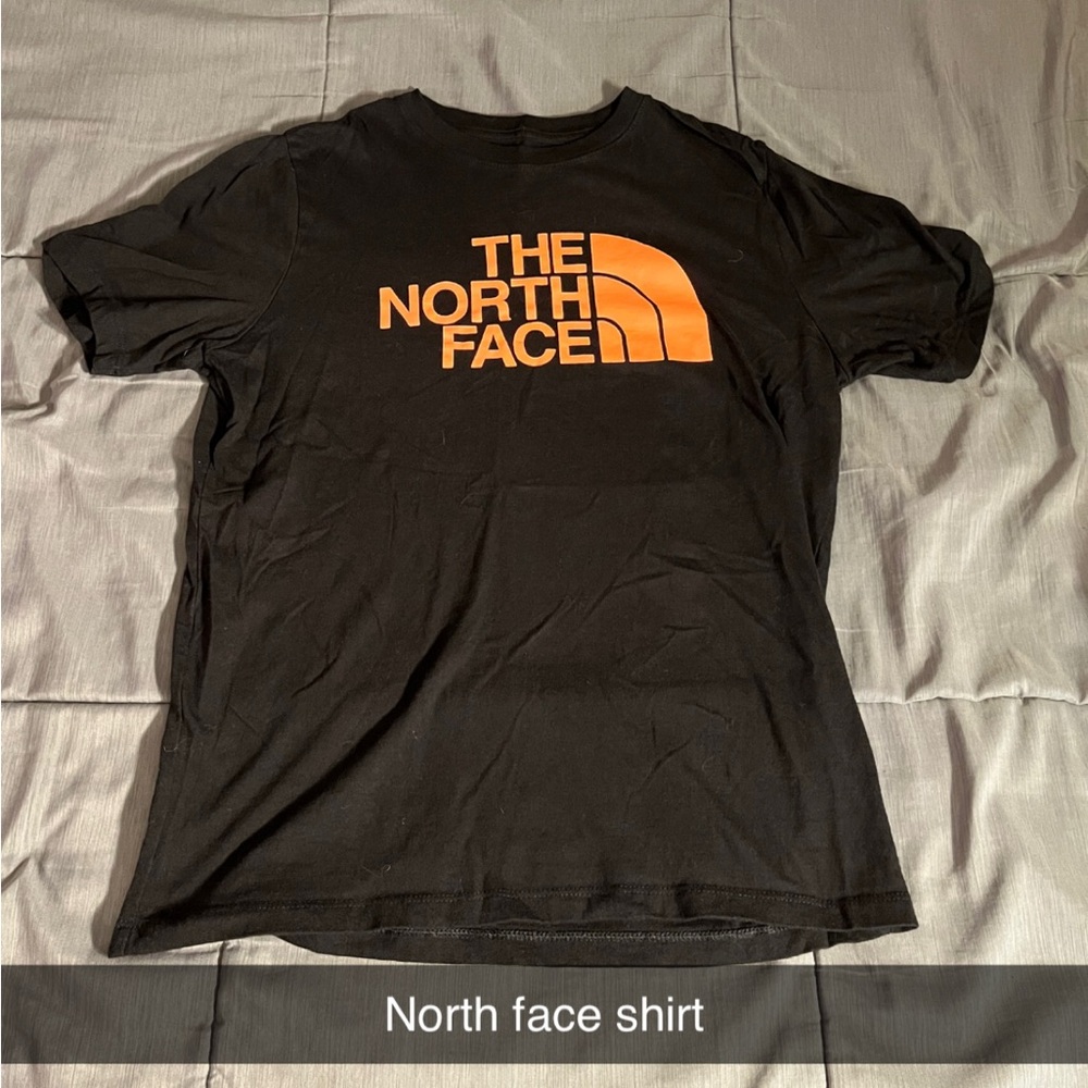 The North Face Black and Orange Short Sleeve Tee